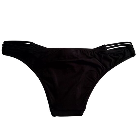Seafolly Black Bikini Bottoms Size 14 With Strappy Sides Nylon/Elastane - Picture 2 of 6